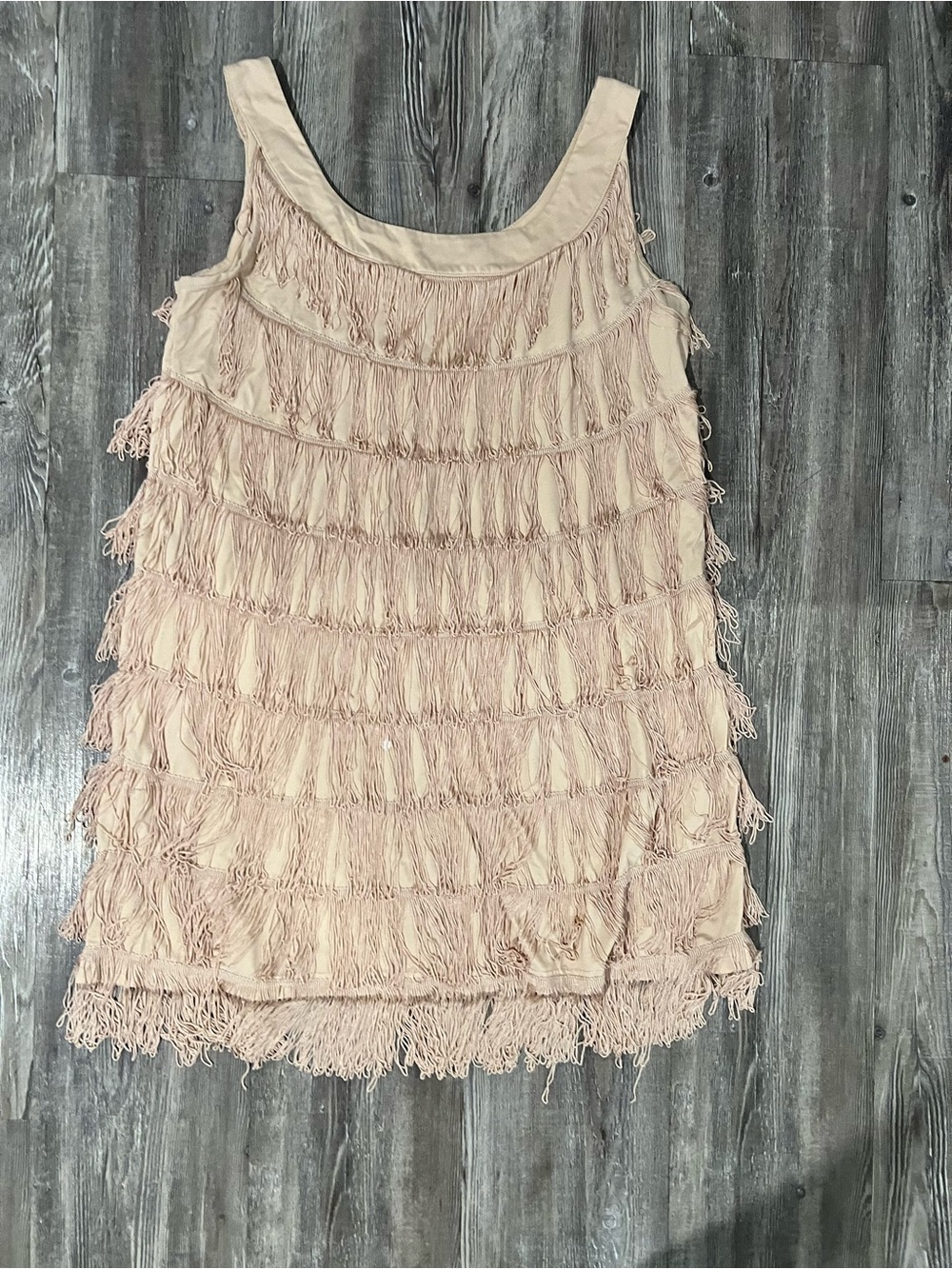 H&M Beige Fringe Tiered Mini Dress - Picture 3 of 3